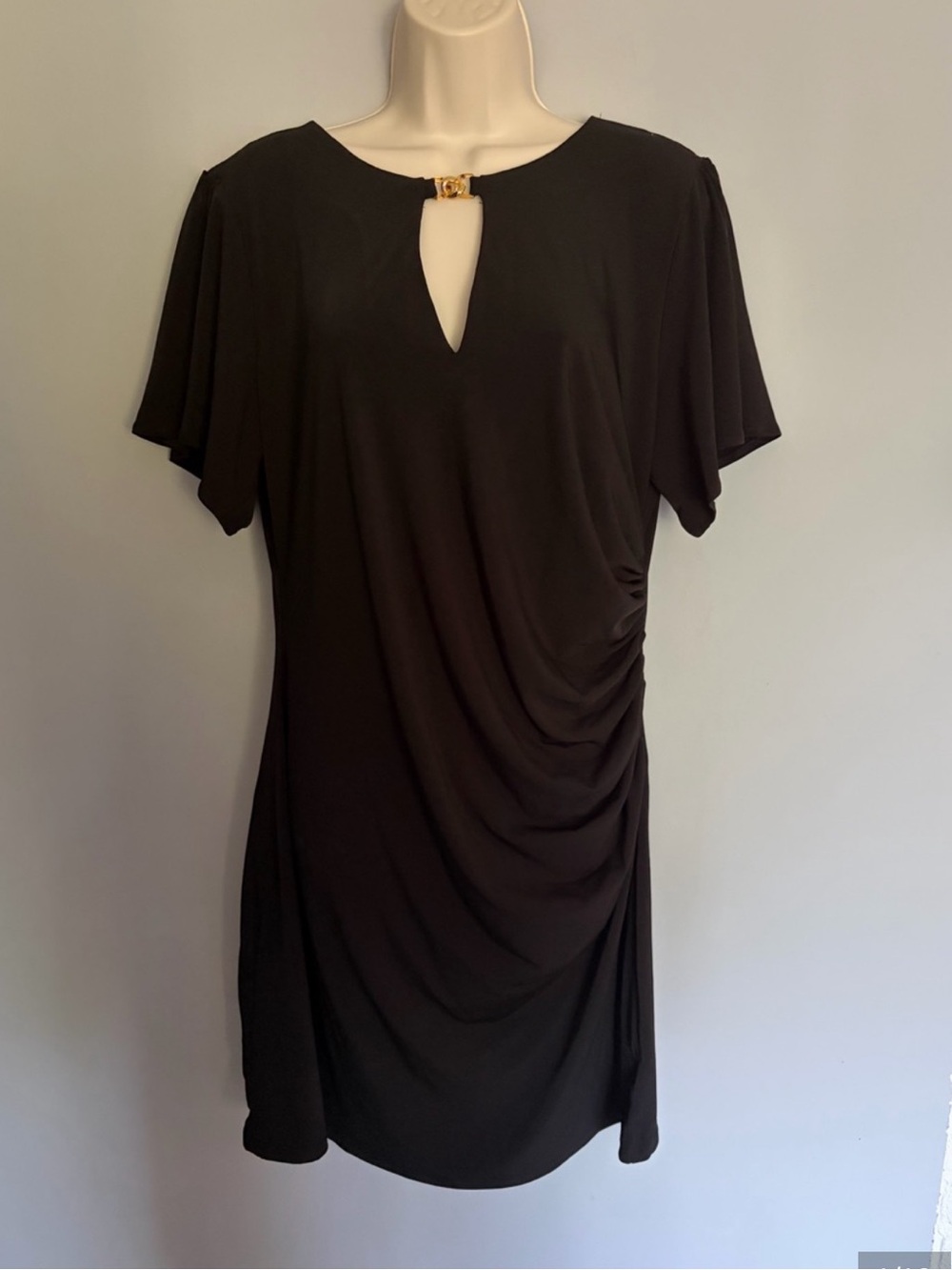 Michael Michael Kors Black Ruched Women’s Dress with Clasp